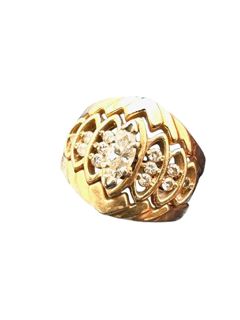 Vintage 14K Gold Diamond Cluster Ring Size 6.5